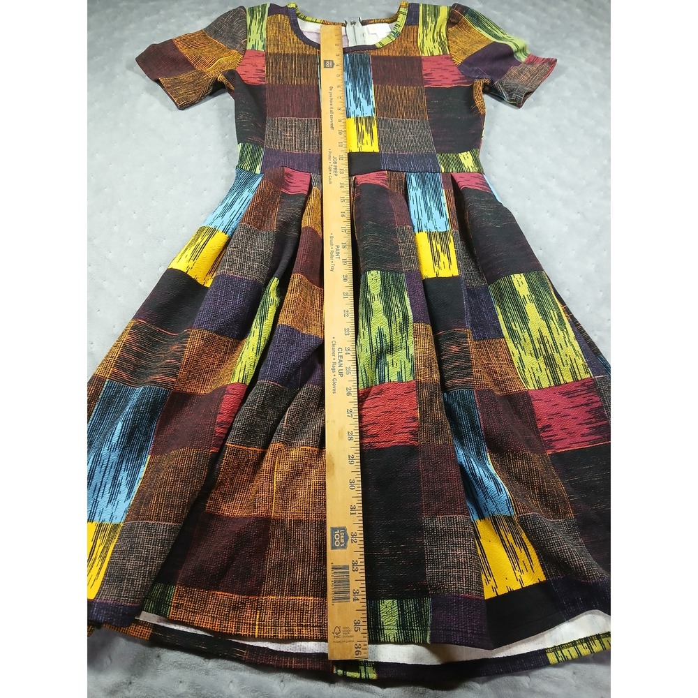 Multicolor Patchwork Fit & Flare Dress - Short Sleeve - Picture 2 of 6
